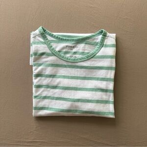 Torrid Green and White Striped Short Sleeve Tee